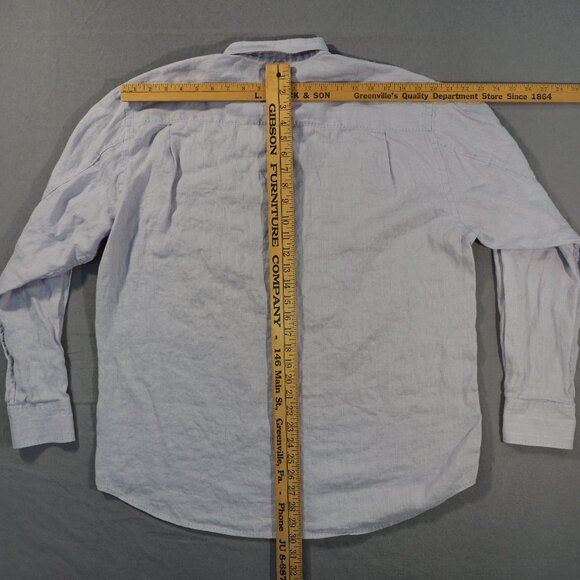 Tommy Bahama Shirt Mens Large Purple Check Monochrome Linen Beach Yacht Coastal - Picture 5 of 9